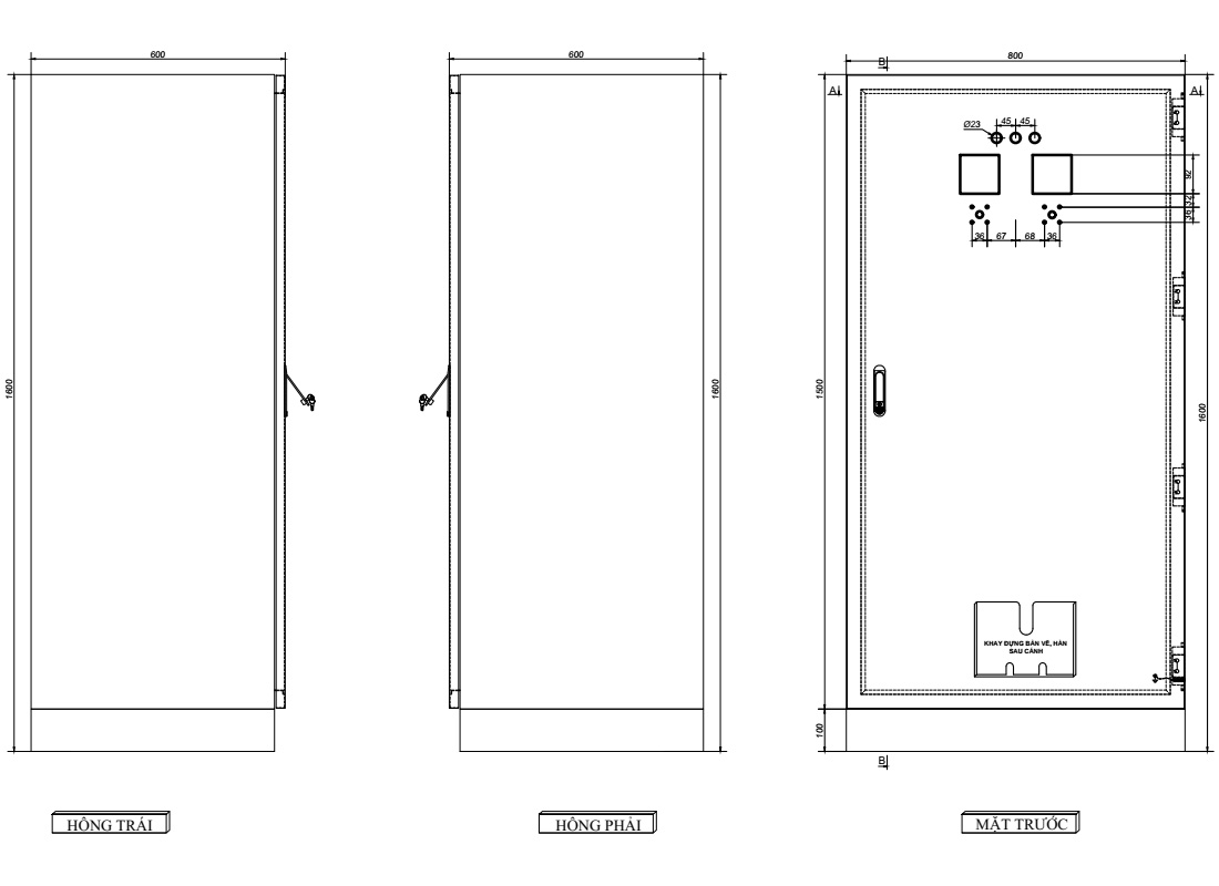 Bản vẽ kỹ thuật vỏ tủ điện inox 304